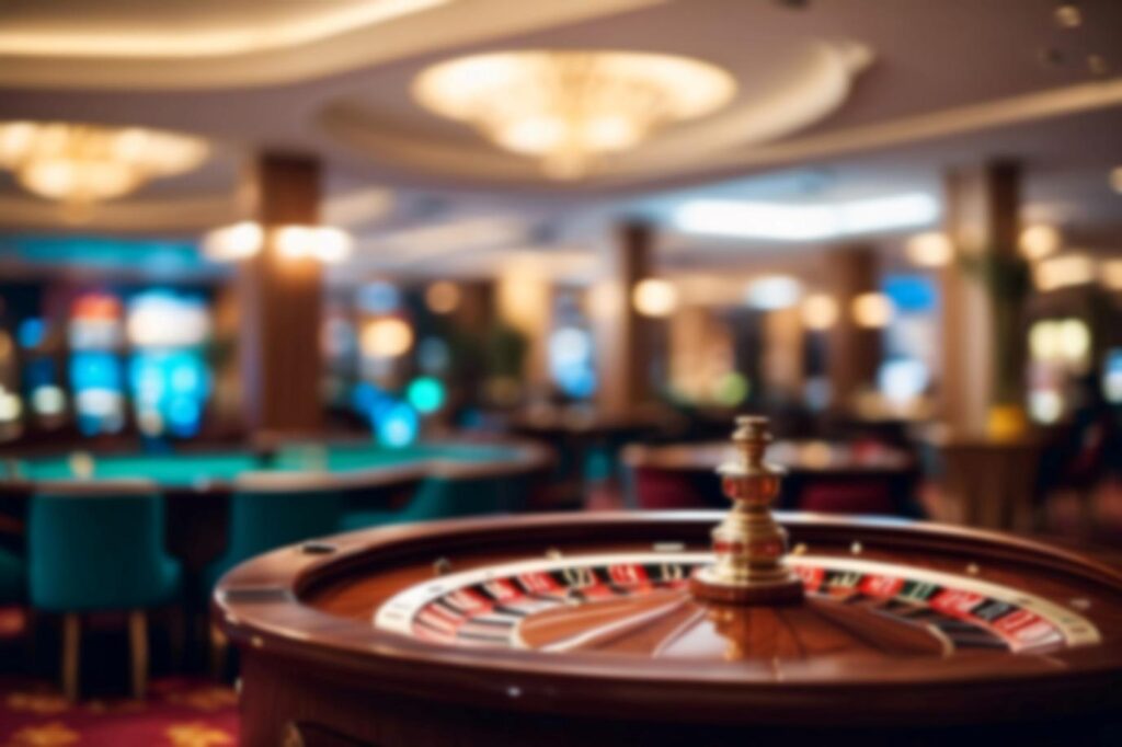 A roulette wheel in a casinoAI-generated content may be incorrect.